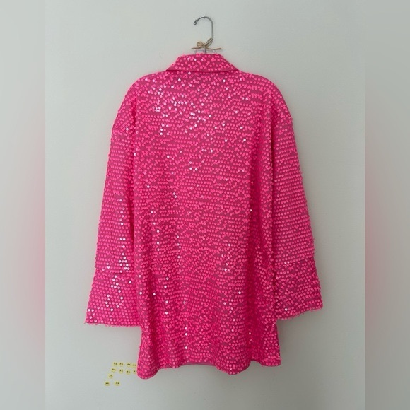 H&M Vibrant Pink Sequin Shirt Dress - Picture 5 of 7